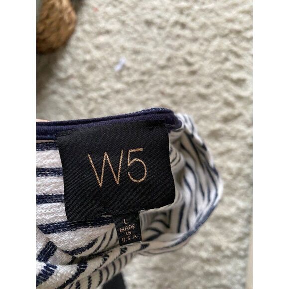 W5 Walter Baker Blouse Top Striped Blue White Cream Pocketed Sailor Large - Picture 8 of 8